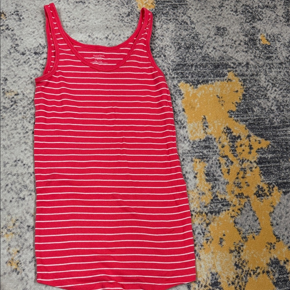 Motherhood Maternity Red & White Ribbed Scoop Tank